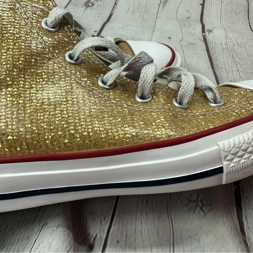 gold glitter converse chuck taylor all star high top sneakers sz kids 5